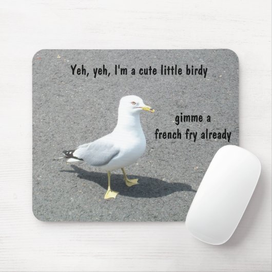 Grumpy Begger Seagull Animal Meme Muismat (Met muis)