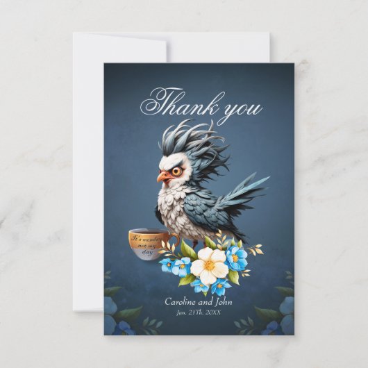 Grumpy Bird op maandag. Bedankkaart (Voorkant)