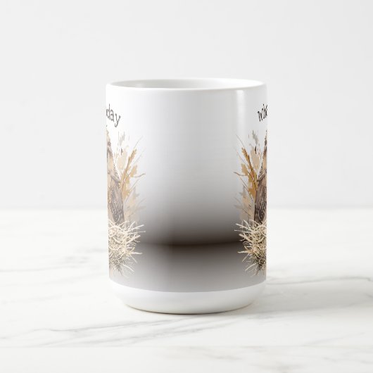 Grumpy Bird Origineel Kunstwerk Morning Sarcastisc Koffiemok (Center)