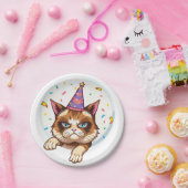 Grumpy Birthday Cat – Feest Pet & Confetti Papieren Bordje (Feest)