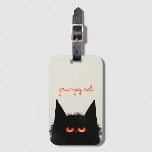 Grumpy Black Cat Bagagelabel (Voorkant (verticaal))