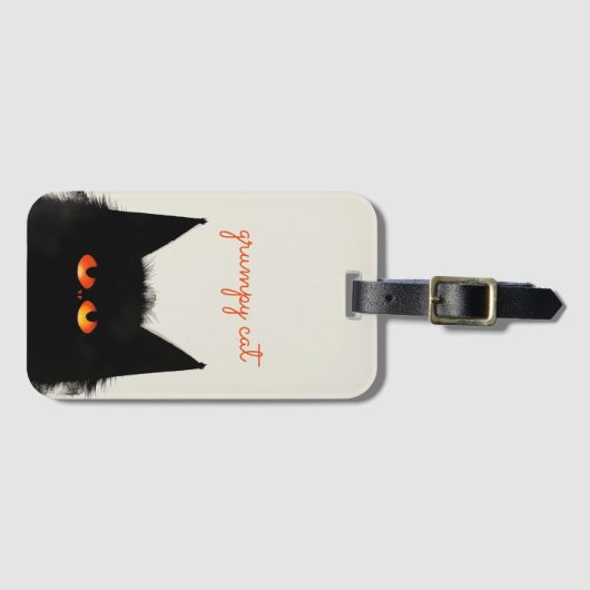 Grumpy Black Cat Bagagelabel (Voorkant (horizontaal))