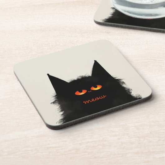 Grumpy Black Cat Bier Onderzetter (Linkerzijde)