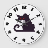 Grumpy Black Cat Clock Grote Klok (Voorkant)
