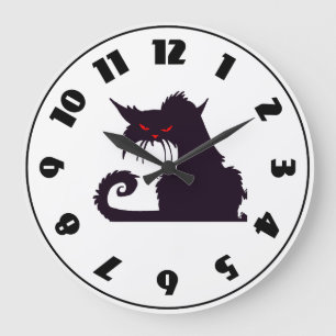 Grumpy Black Cat Clock Grote Klok