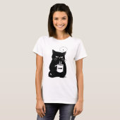 Grumpy Black Cat Coffee Lover Funny Custom T-Shirt (Voorkant volledig)