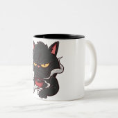 Grumpy Black Cat - Coffee Lover Tweekleurige Koffiemok (Voorkant rechts)
