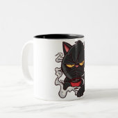 Grumpy Black Cat - Coffee Lover Tweekleurige Koffiemok (Voorkant links)