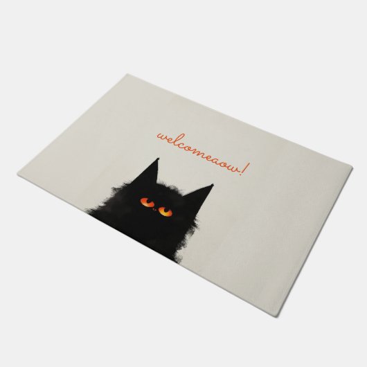 Grumpy Black Cat Deurmat (Schuin)