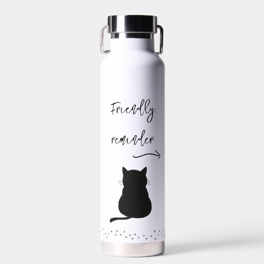 Grumpy Black Cat Drink Water Reminder Waterfles (Voorkant)