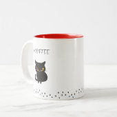 Grumpy Black Cat Meer Koffie Tweekleurige Koffiemok (Voorkant links)