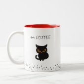 Grumpy Black Cat Meer Koffie Tweekleurige Koffiemok (Links)