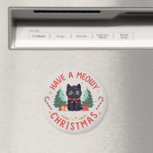 Grumpy Black Cat Meowy Kerstmagneet Magneet (Insitu (Vaatwasser))