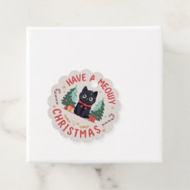 Grumpy Black Cat Meowy Kerstmis Bedankjes Labels