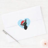 Grumpy Black Cat met Santa Hat Hart Sticker (Envelop)