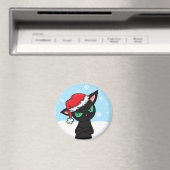 Grumpy Black Cat met Santa Hat Magneet (Insitu (Vaatwasser))