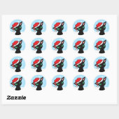 Grumpy Black Cat met Santa Hat Ronde Sticker (Vel)