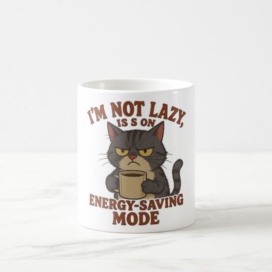 Grumpy Black Cat Mug – Energy-Saving Mode Quote Koffiemok (Center)