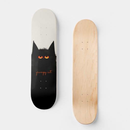 Grumpy Black Cat Persoonlijk Skateboard (Voorkant)