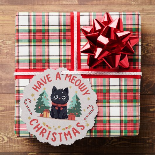 Grumpy Black Cat Purrfect Meowy Kerstmis Ornament Kaart (Insitu (Geschenk))