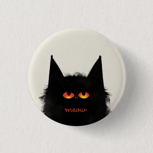 Grumpy Black Cat Ronde Button 3,2 Cm (Voorkant)