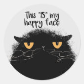 Grumpy black cat ronde sticker (Voorkant)