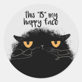 Grumpy black cat ronde sticker