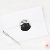 Grumpy black cat ronde sticker (Envelop)
