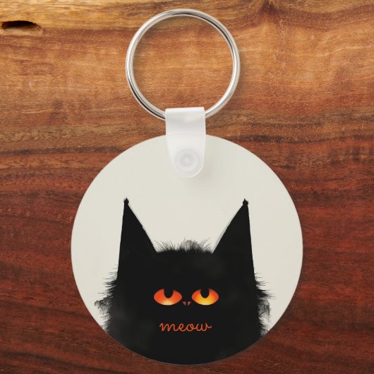 Grumpy Black Cat Sleutelhanger (Achterkant)