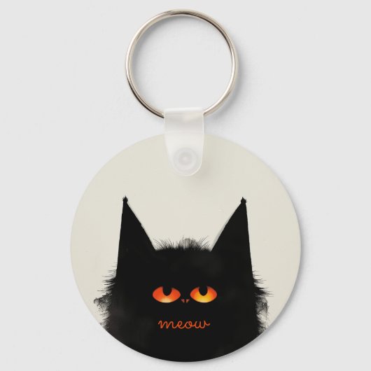 Grumpy Black Cat Sleutelhanger (Achterkant)