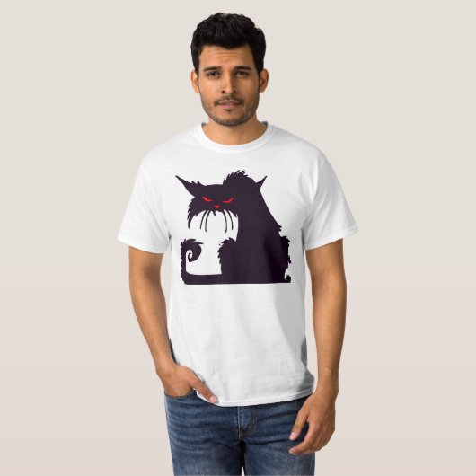 Grumpy Black Cat T-shirt (Voorkant volledig)