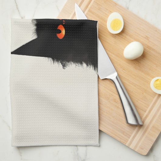 Grumpy Black Cat Theedoek (Quarter Fold)