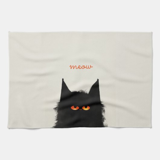 Grumpy Black Cat Theedoek (Horizontaal)