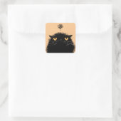Grumpy Black Cat Vierkante Sticker (Tas)