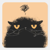 Grumpy Black Cat Vierkante Sticker (Voorkant)