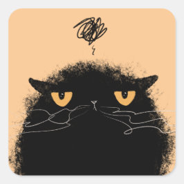 Grumpy Black Cat Vierkante Sticker