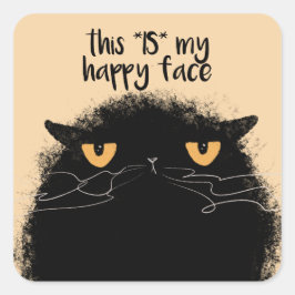 Grumpy black cat vierkante sticker
