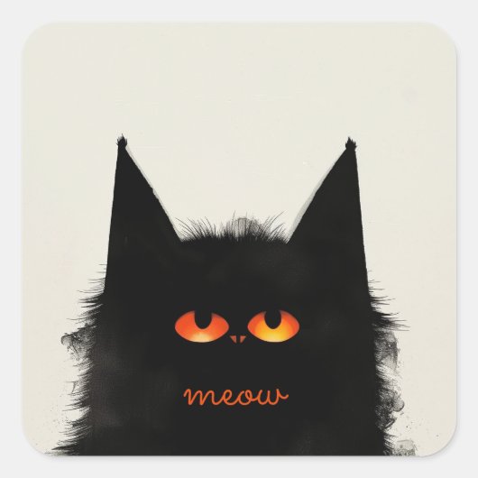 Grumpy Black Cat Vierkante Sticker (Voorkant)