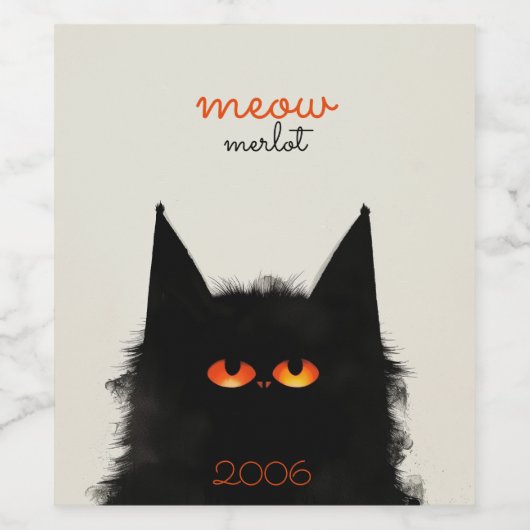 Grumpy Black Cat Wijn Etiket (Enkel label)