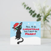 Grumpy Black Cat Wont is prettig kerstfeest Feestdagenkaart (Staand voorkant)