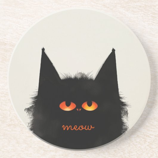 Grumpy Black Cat Zandsteen Onderzetter (Voorkant)