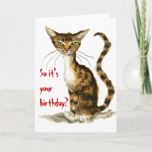 Grumpy brown tabby cat grappige verjaardagskaart kaart
