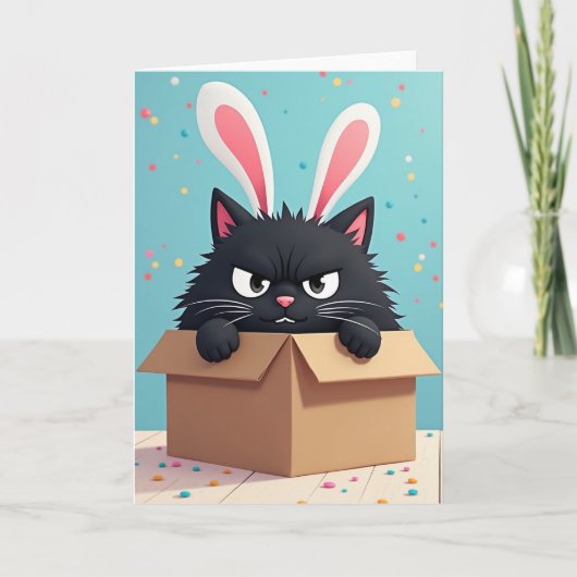 Grumpy Bunny Cat Birthday Card Kaart (Voorkant)