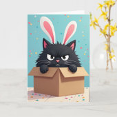 Grumpy Bunny Cat Birthday Card Kaart (Gele Bloem)