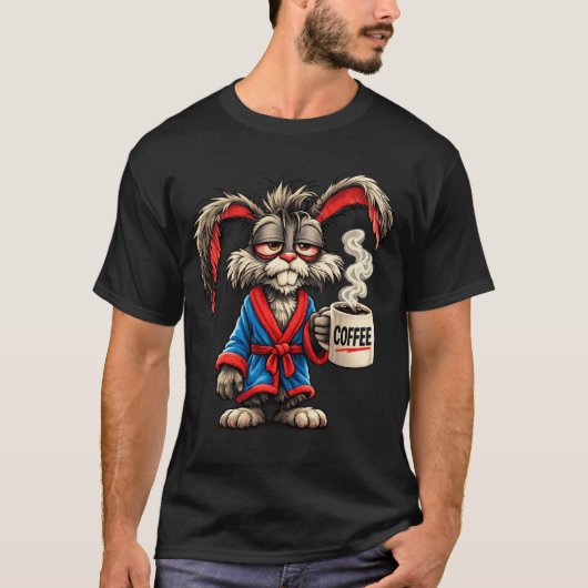Grumpy Bunny Coffee Funny T-Shirt (Voorkant)