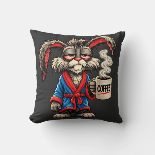 Grumpy Bunny Coffee Funny T-Shirt Kussen (Voorkant)