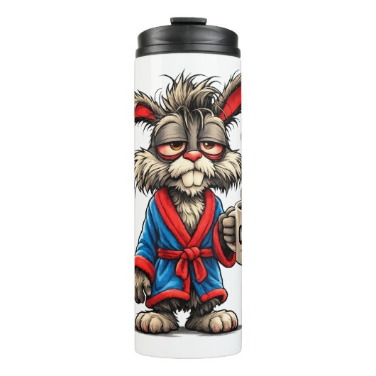 Grumpy Bunny Coffee Funny T-Shirt Thermosbeker (Voorkant)