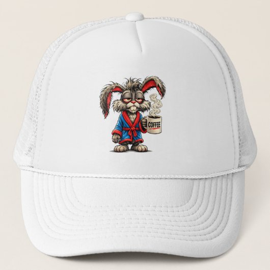 Grumpy Bunny Coffee Funny T-Shirt Trucker Pet (Voorkant)