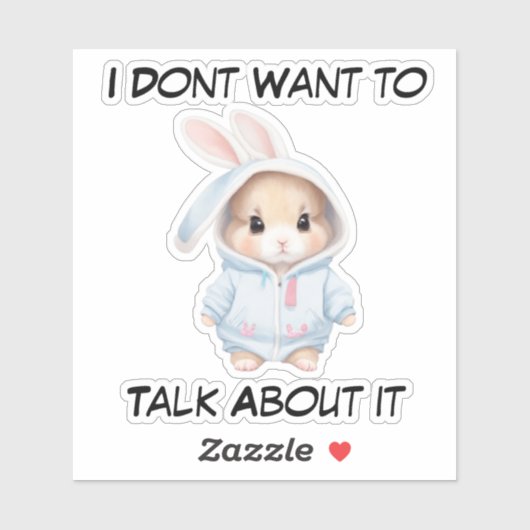 Grumpy Bunny Mood: Ik wil er niet over praten Sticker (Vel)