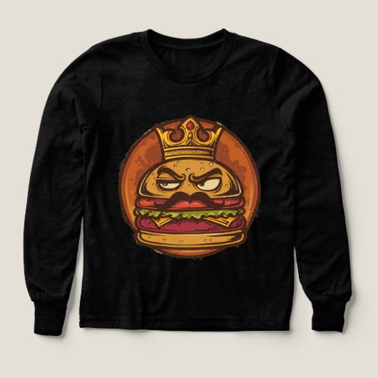 Grumpy Burger Kroon Grafisch Zwart T-shirt (Voorkant)